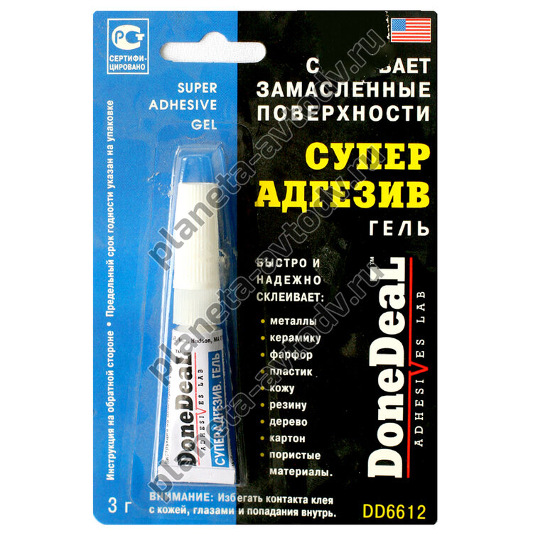 Клей "DoneDeal" DD6612 "Суперадгезив" без обезжиривания (3г) 