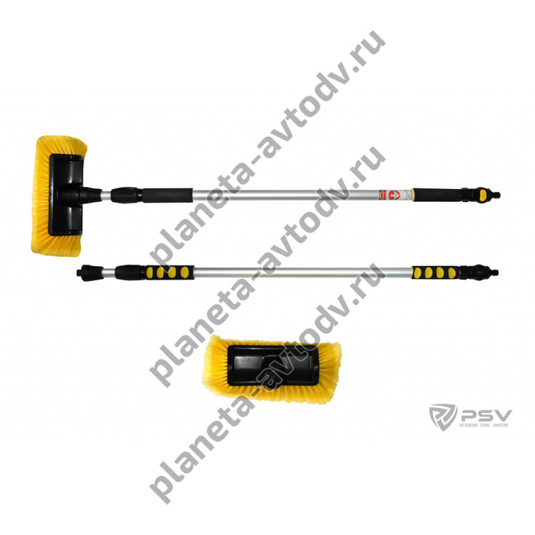 Щетка для мойки "PSV" XST05-N (180°) с распушеной щетиной телескопическая с краном (107-183см)