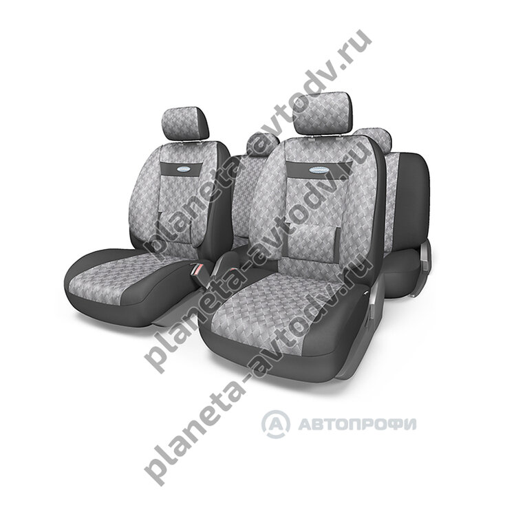 Авточехлы "AUTOPROFI" COMFORT COM-1105 (DIAMOND) из жаккарда с ортопед. поддержкой (Т.серый/св.серый)