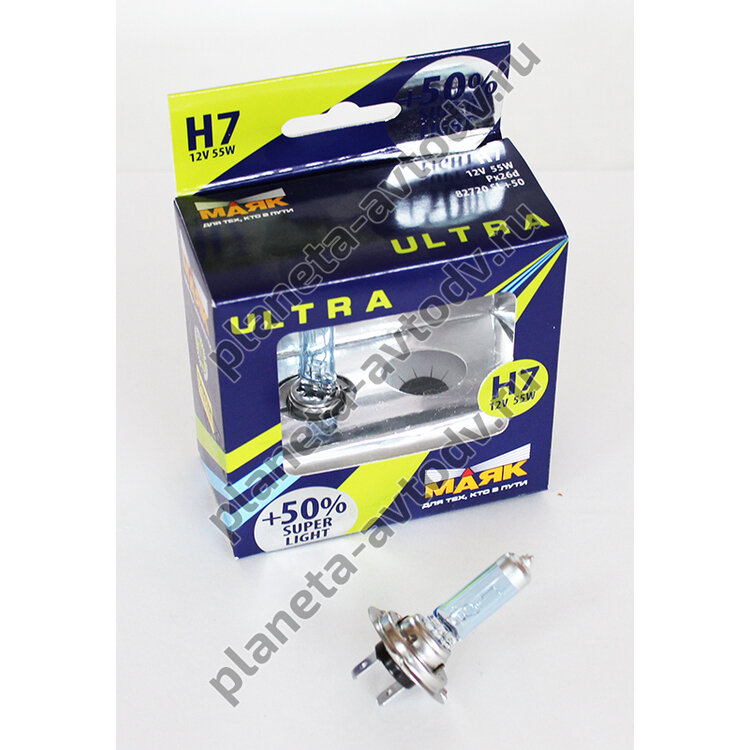 Автолампа "Маяк" 82720 (SL)+50     H7 12V 55W ULTRA NEW SUPER LIGHT+50% (наб.-2шт)