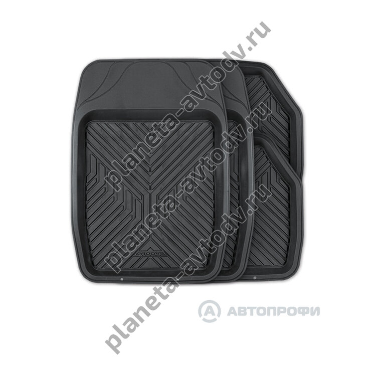 Коврик в салон "AUTOPROFI" TER-150 (ВК) ванночки термопласт, вырезаемые 4пр (69*48/48*48см) Чёрный