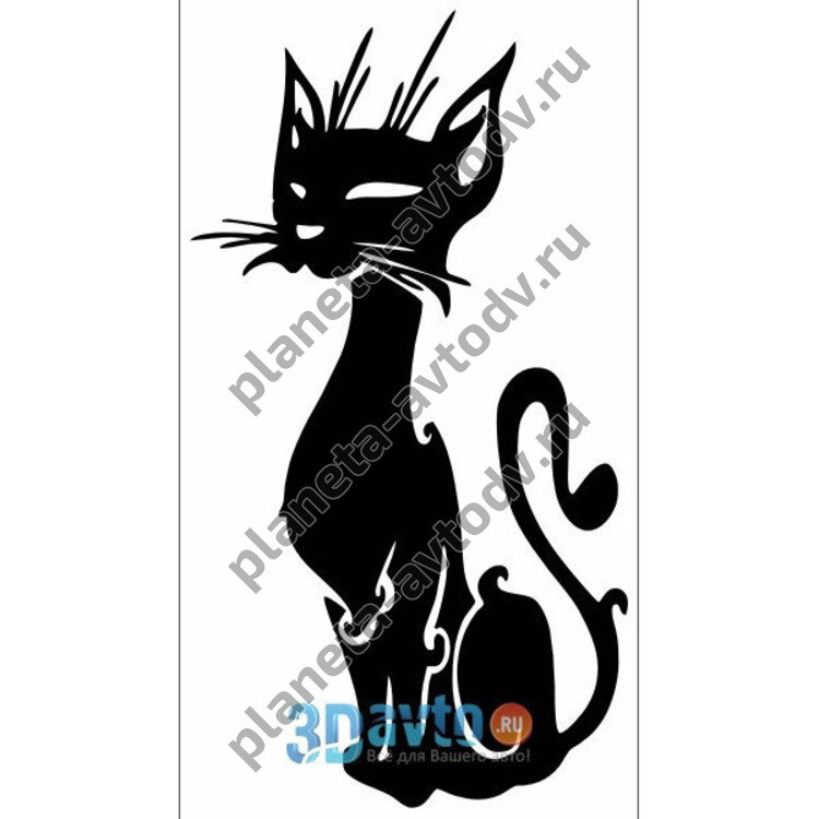 Наклейка_животные "Кошечка №1" (90х165) цвет черный