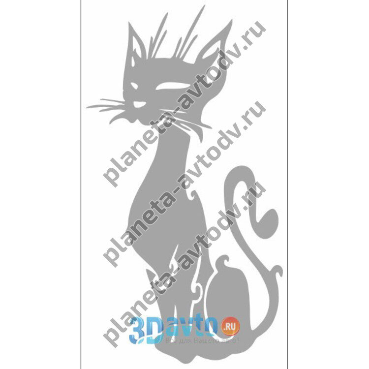 Наклейка_животные "Кошечка №1" (90х165) цвет серебро
