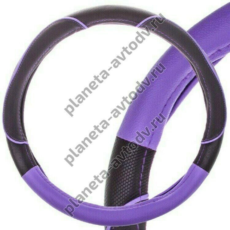 Оплетка "SKYWAY" S01102397 L (BK/BL) Combo-4 ECO кожаная  (39-41см) Черный/Фиолетовый
