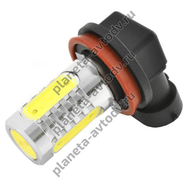 Светодиод "SKYWAY" H11 12V 4 SMD диодов 1-контактная с цоколем с линзой ближний, дальний свет (Белая)