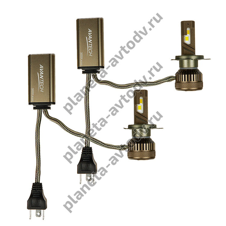Лампа светодиодная LED "AVANTECH" H4 12/24V, 45W, 3000К, 4500l (наб-2шт) ALB0445SY