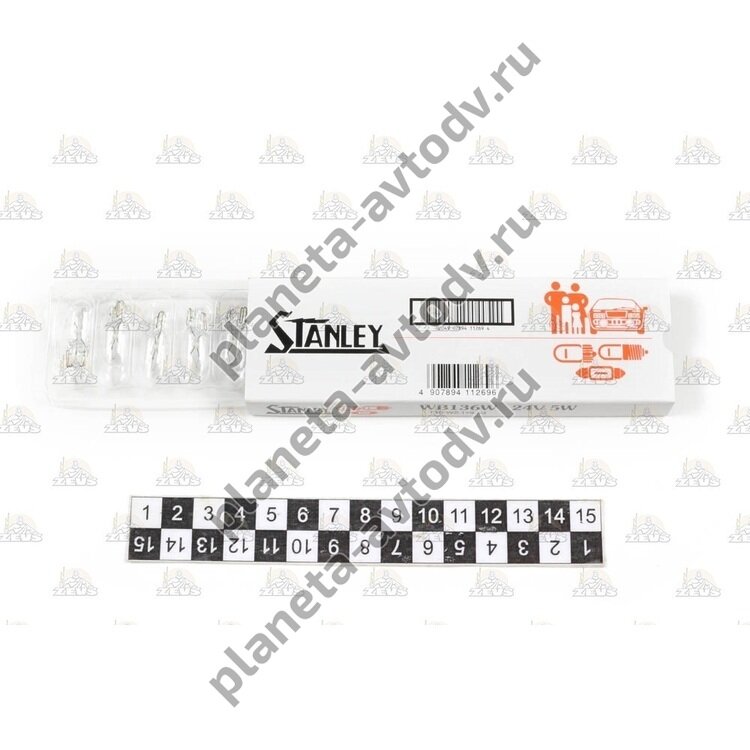 Лампа галогенная (габарит, подсветка) STANLEY WB136W; T10, 24V, 5W