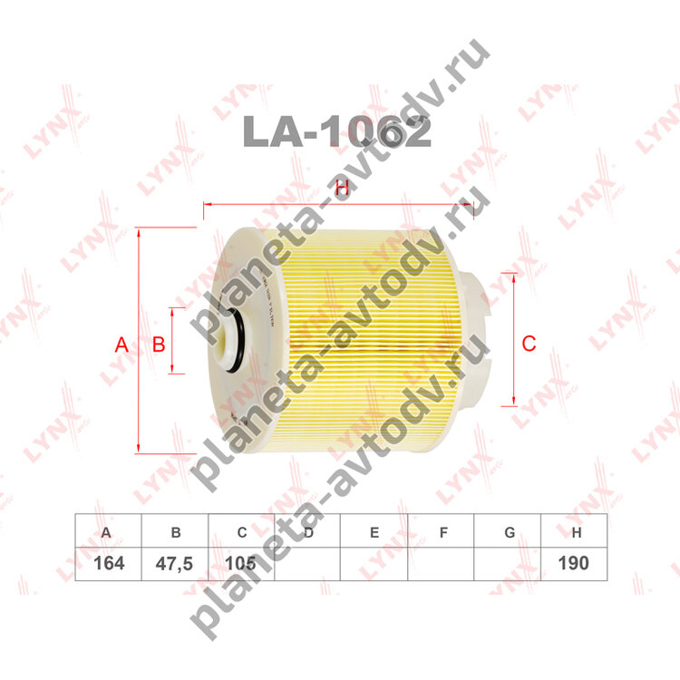 Фильтр воздушный  LA-1062 (LYNX)
