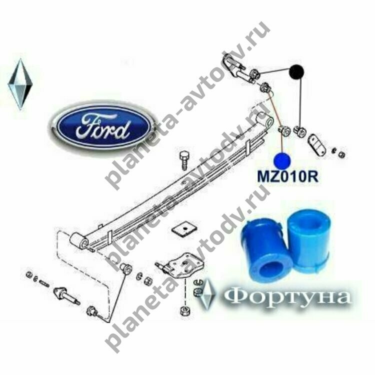 Втулка рессоры MZ010R (наб.-2шт) /Фортуна