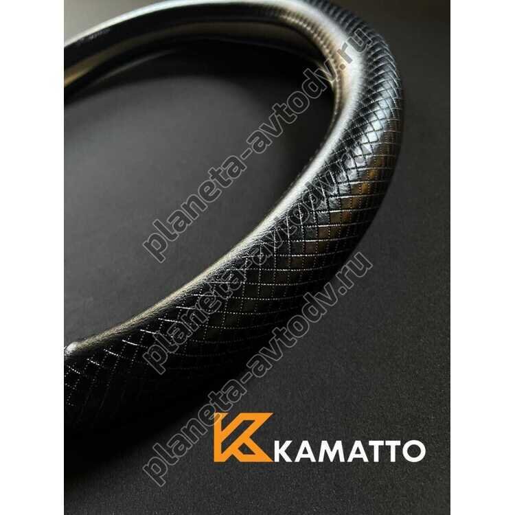 Оплетка на руль "КАМАТТО" Y009M кожа Теснение M (37-39см) Черный